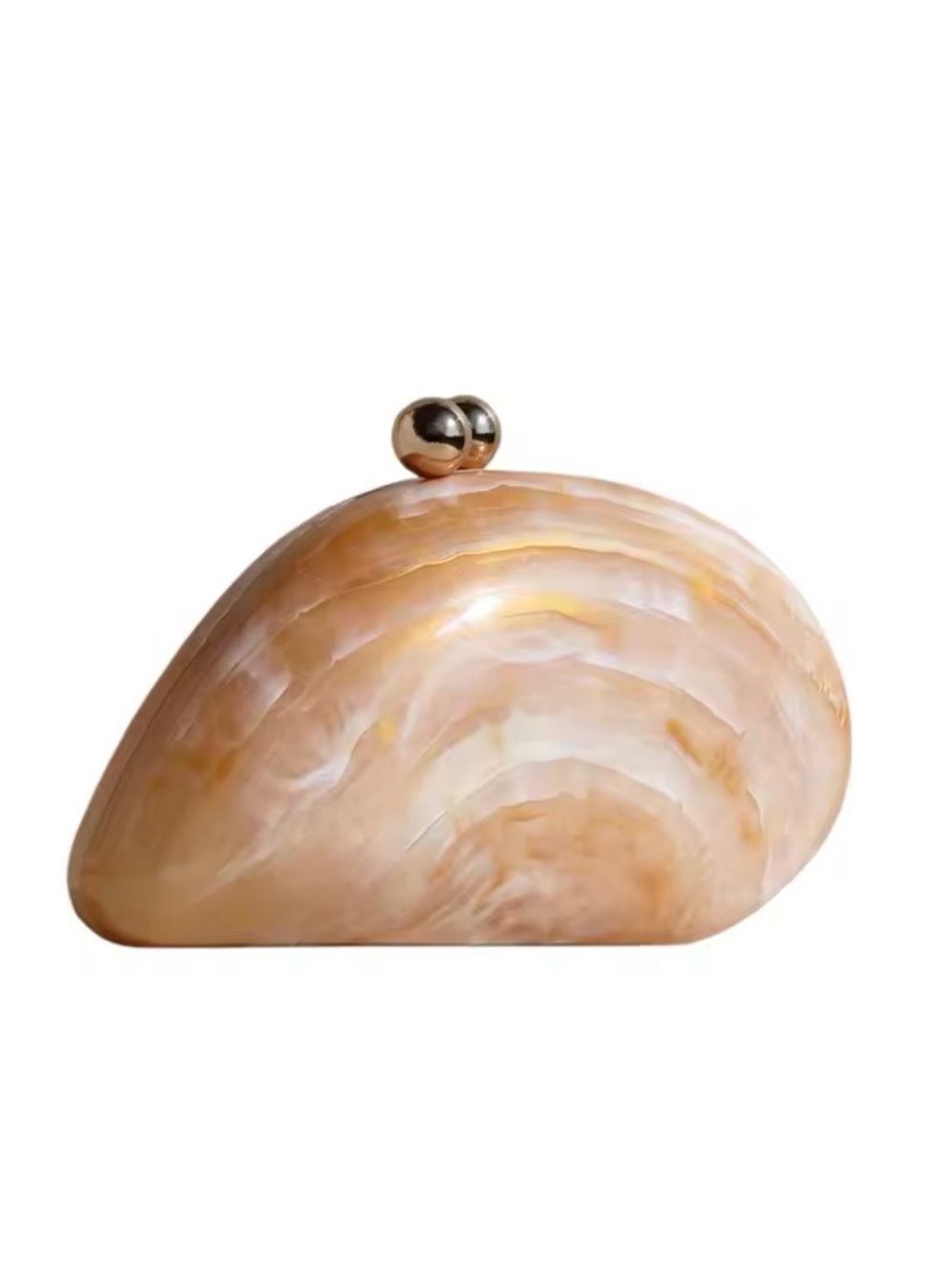 Shell-Shaped Pearlized Clutch in Blush and Cream